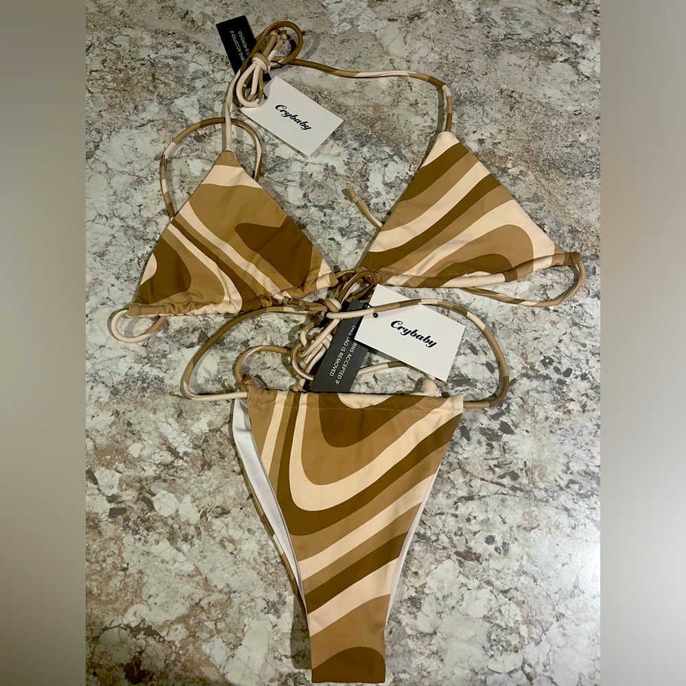 Nude swirls Traingle bikini set